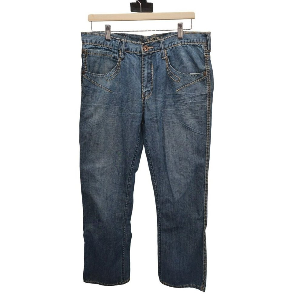 96 North VTG Men's Blue Denim Jeans Hip Hop Medium Wash‎ Cotton Sz 34 30" Inseam